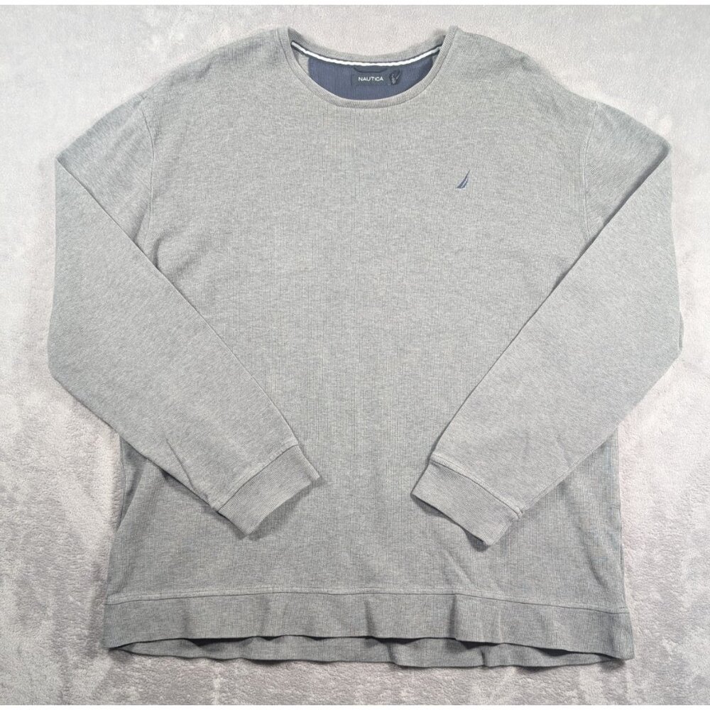 Nautica Men’s Sweatshirt Size XXL Gray Crewneck Pullover Logo Casual Classic